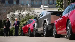Read more about the article Trump Poses With Teslas In Front Of White House, The Company’s Slumping Stock Climbs