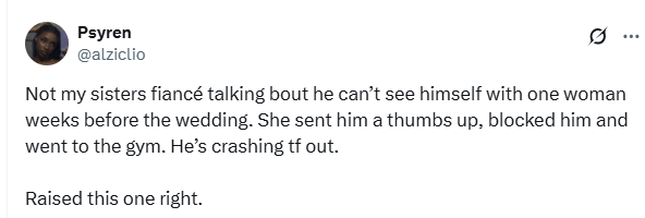 You are currently viewing Lady Blocks Her Fiancé Weeks To Their Wedding After The Man Said “He Can’t See Himself With One Woman”