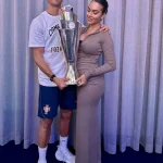 Cristiano Ronaldo’s Partner, Georgina Rodrigue Poses With His Euro League Trophy