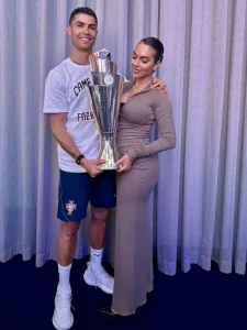 Read more about the article Cristiano Ronaldo’s Partner, Georgina Rodrigue Poses With His Euro League Trophy