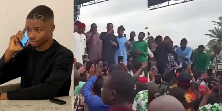 Read more about the article Moment Stage  Collapsed While Ola Of Lagos Was Giving His Speech In Abia