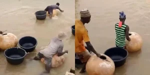 Read more about the article Viral Video Shows Yobe Residents Crossing River On Calabash Gourds, Sparks Reactions