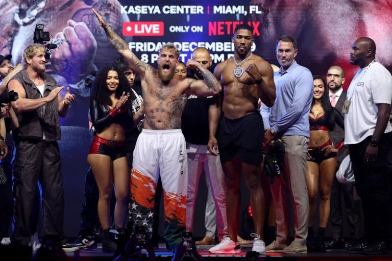 Read more about the article Anthony Joshua, Jake Paul Make Weight As Miami Showdown Goes Down Tonight [Details]