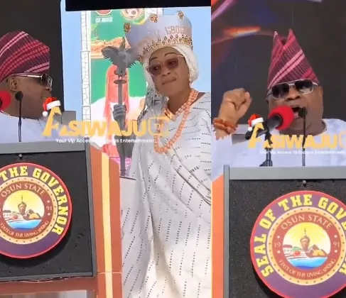 Read more about the article ‘Stop Singing, Give Your Speech’ – Remi Tinubu Cautions Governor Adeleke At A Public Event